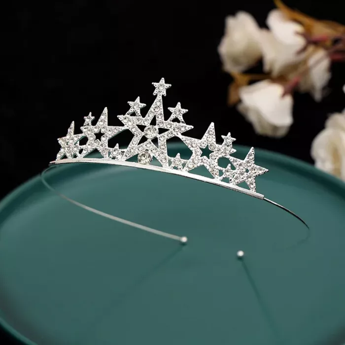 Діадема (тіара) корона A-37 колір срібро (silver), матеріал метал 164064 tiara