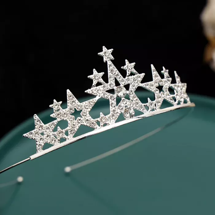 Діадема (тіара) корона A-37 колір срібро (silver), матеріал метал 164064 tiara