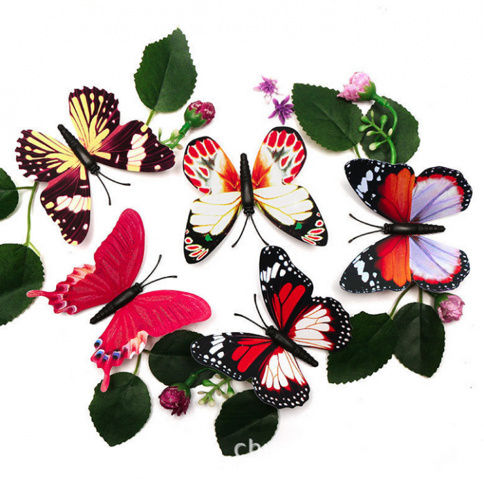 Флуоресцентніий метелик 3D наліпка на стіну декор кімнати , DIY 8 см, w-000363