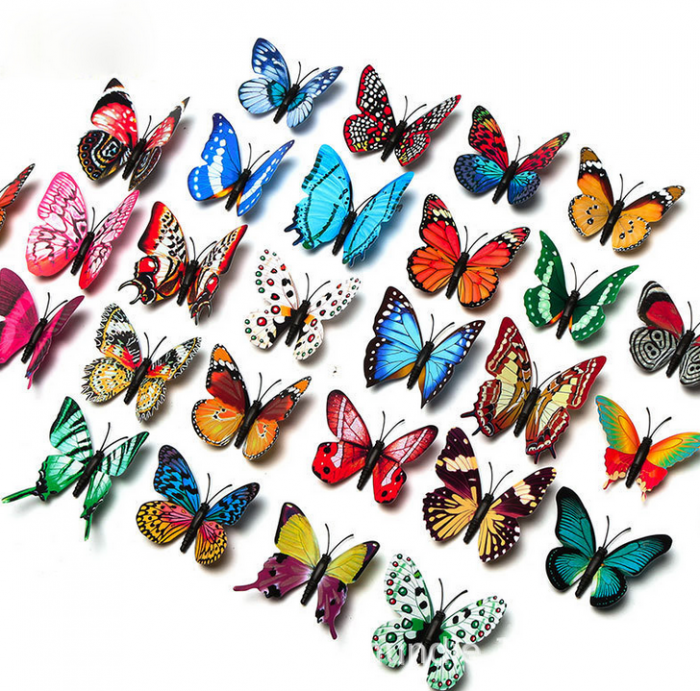 Флуоресцентніий метелик 3D наліпка на стіну декор кімнати , DIY 8 см, w-000363