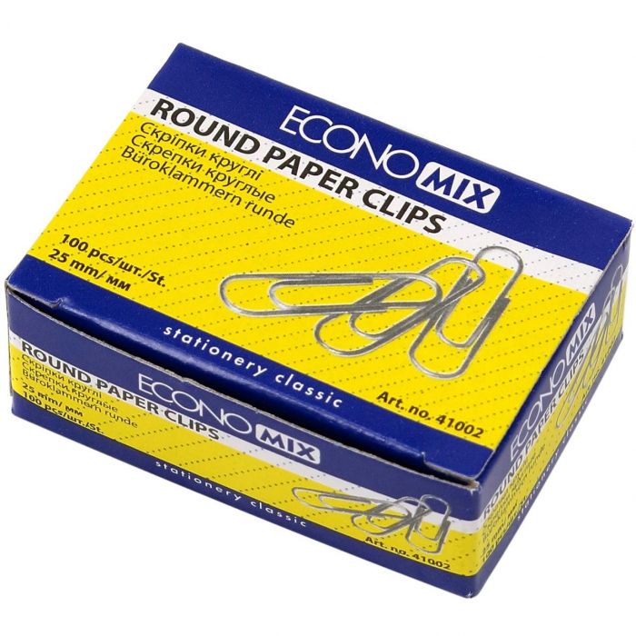 Скріпки  25мм нікельовані прямі 100шт E41002 ECONOMIX E41002