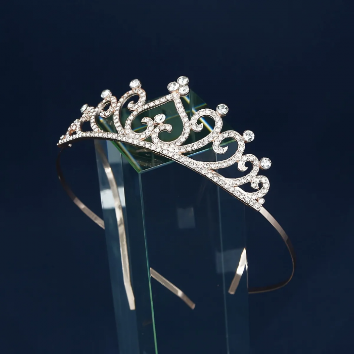 Діадема (тіара) у вигляді корони RJ62041 колір рожеве золото, матеріал метал