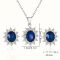 Елегантне намисто та сережки із штучним камінням 51159-YIN-E (прикраса для шиї, аксесуари для дівчат) метал колір синій/срібло