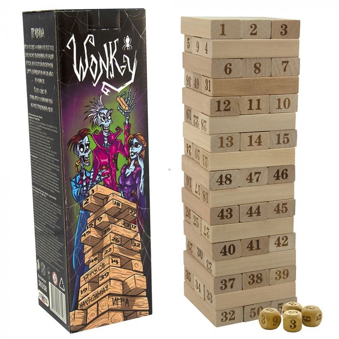 Настільна гра джанга Jenga дженга 48 брусків Wonky дерев'яна українською мовою 30358