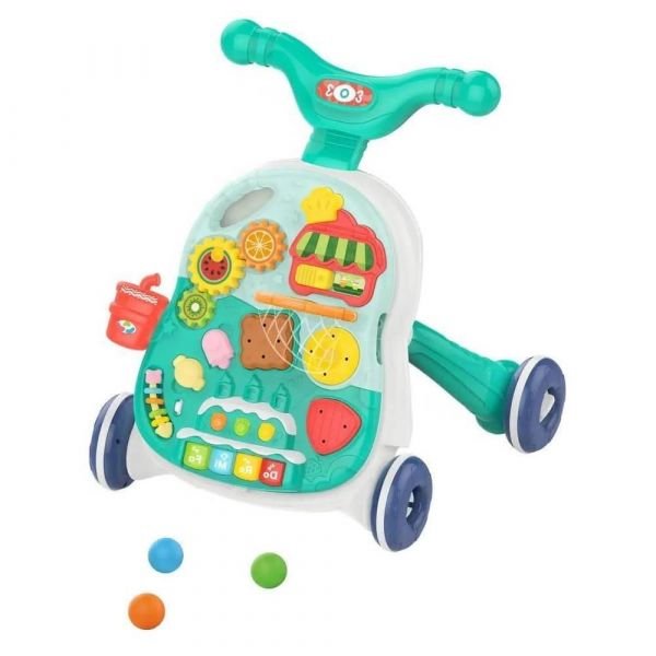 Дитяча іграшка для малюка ходунки каталка - столик інтерактивний 2в1 зі світлом та музикою HE0814 HUANGER
