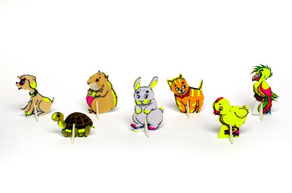 Дитяча іграшка фетрові сувенірні фігурки домашні тварини що світяться на підставці 5-7 см  0137 кх