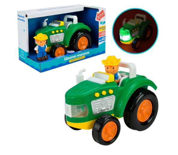 Дитяча іграшка веселий трактор та фігурка PL-724-33 світло. звук, фрикційний механізм, в коробці, відео в описі 