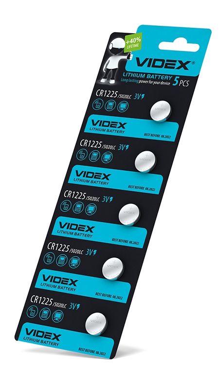 Батарейка літієва Videx CR1225 5шт BLISTER CARD ціна за 1 шт Батарейка літієва Videx CR1225 5шт BLISTER CARD ціна за 1 шт