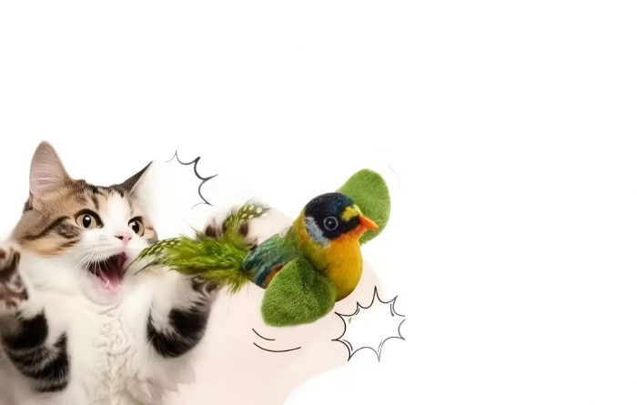 Іграшка для кота (кішки, кошеня) пташка плюшева (3995) зелена