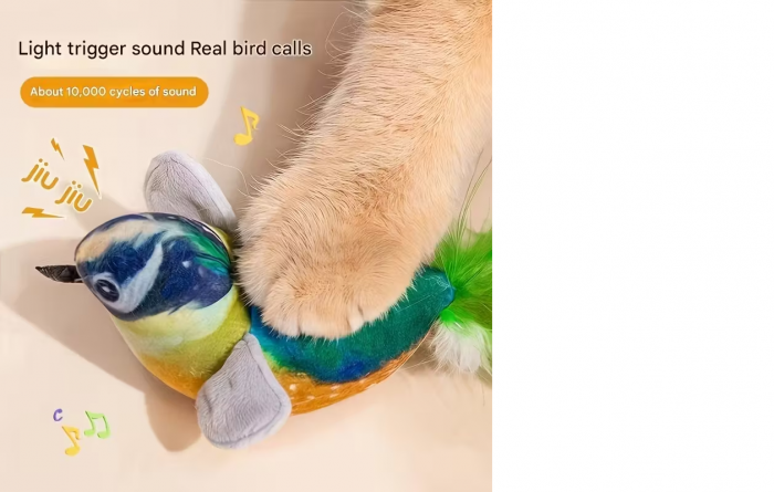 Іграшка для кота (кішки, кошеня) пташка плюшева (3995) зелена