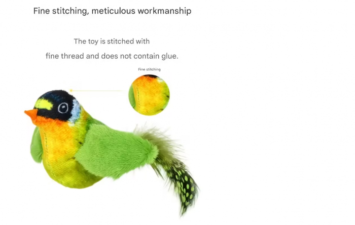 Іграшка для кота (кішки, кошеня) пташка плюшева (3995) зелена