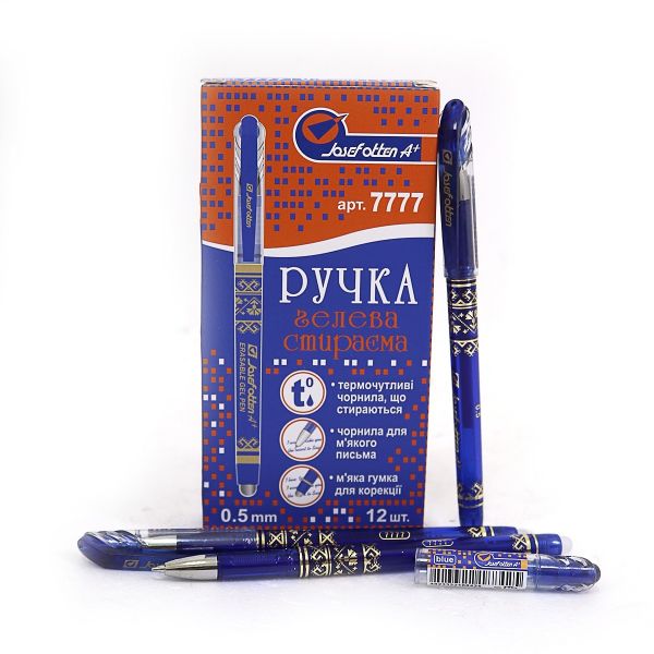 Ручка з синьою пастою що стираєтьсягелева , товщина накінечника0,5 мм, 7777BL J.Otten серія пиши - с