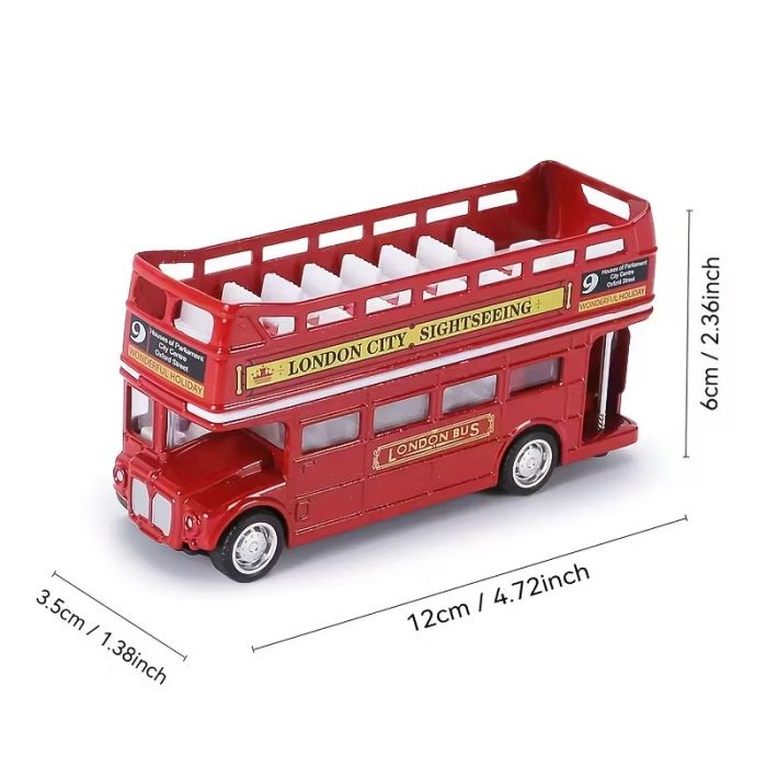 Дитяча іграшка двоповерховий лондонський автобус 3738 червоний, відкритий верх, метало - пластиковий