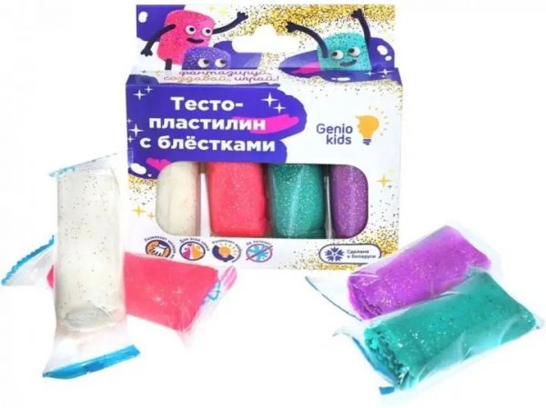 Дитяча творчість набір для ліплення тісто пластилін TA1087 з блискітками 4 кольори