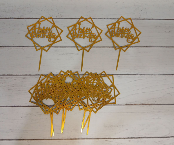 Акриловий топер для торта (4008) з днем народження, відео в описі