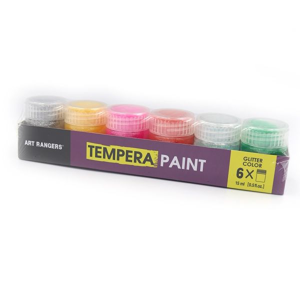Фарби гуаш водорозчинні з глітером 6 кольорів по 15 мл TEMPERA Pastel ART RANGERS Glitter PT24.06015