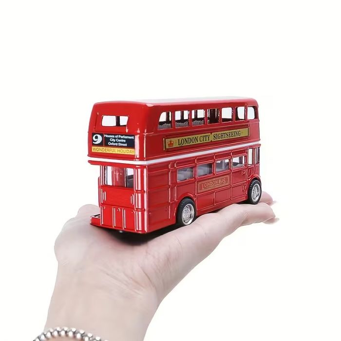 Дитяча іграшка двоповерховий лондонський автобус 3738 червоний, відкритий верх, метало - пластиковий