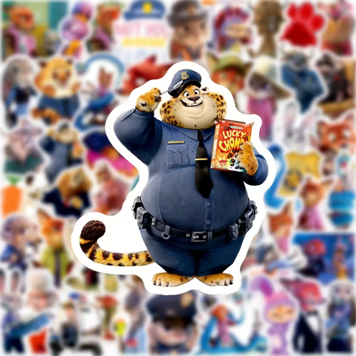 Наліпки 55 шт героїв мультфільму Зоотрополіс (Zootopia, Zootropolis) 4189