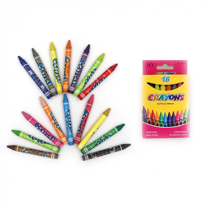 Олівці воскові Crayons кольорові набір 16 кольорів 8496-16 крейда 0,9*80мм