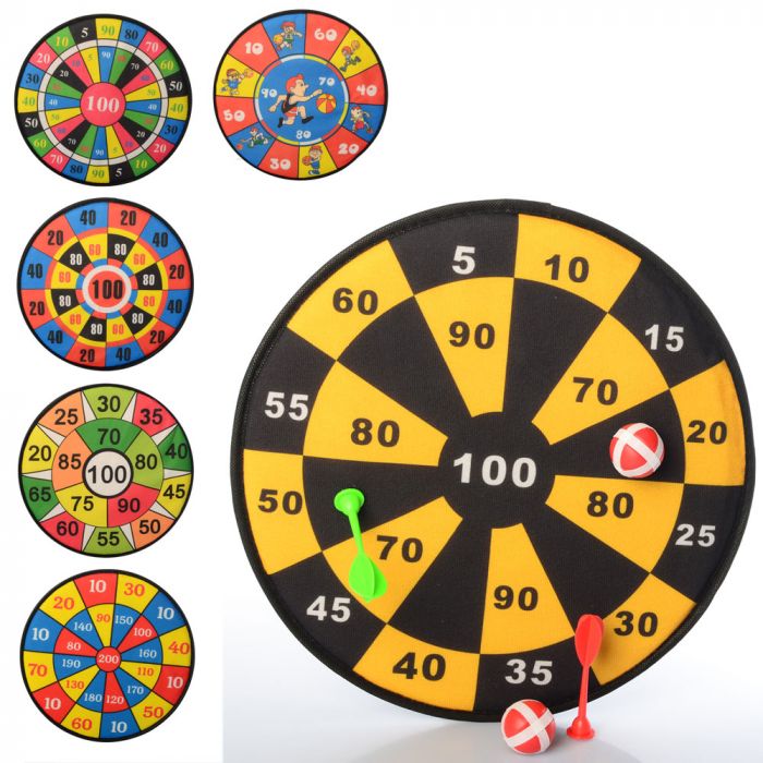 Дитяча спортивна гра дартс на липучці M 3388 дротики 2 шт, м'ячики 2 шт, 6 видів, пакування пакет