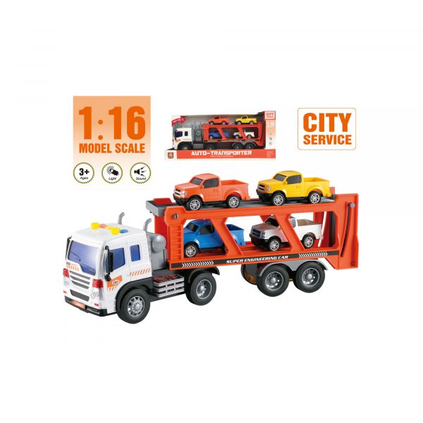 Дитяча іграшка фрикційна машинка вантажівка автовоз, світло, звук WY572А WENYI