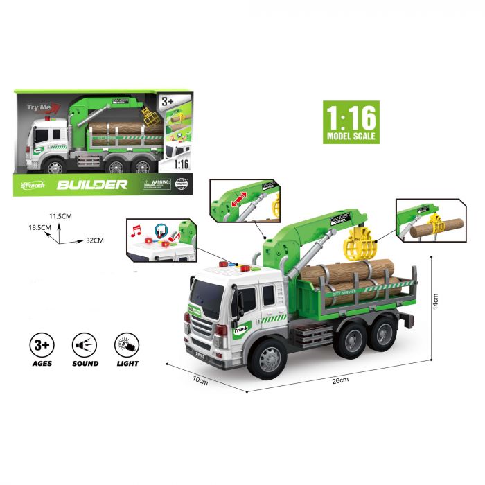 Дитяча іграшка фрикційна вантажна машинка з навантажувачем і дровами WY300E WENYI