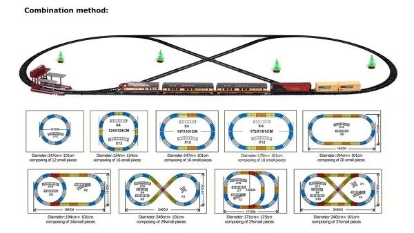 Дитяча іграшка залізна дорога (залізниця) 240 см, 1601А-1,В-1 FENFA, маштаб 1:87, світло та звук (2 вида)