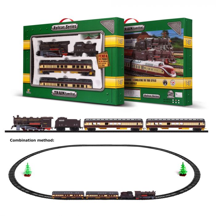 Дитяча іграшка залізна дорога (залізниця), FENFA 1601А-4АВС, маштаб 1:87, світло та звук (три види)