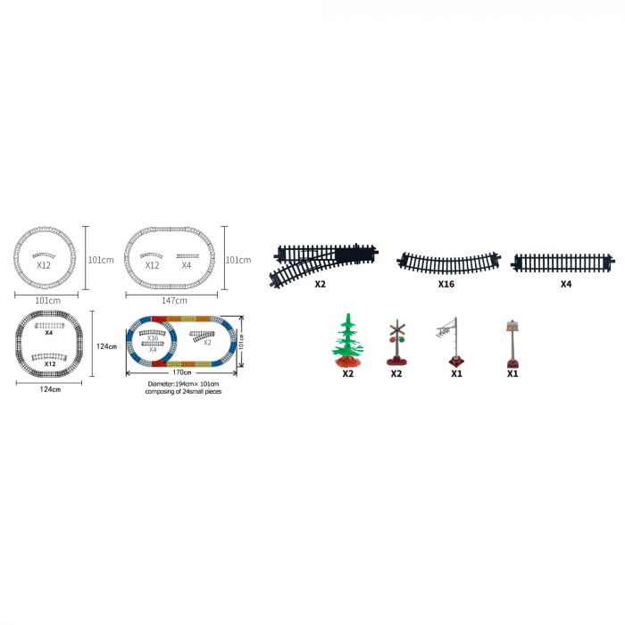 Дитяча іграшка залізна дорога (залізниця) 500 см, FENFA 1601C, маштаб 1:87, світло та звук