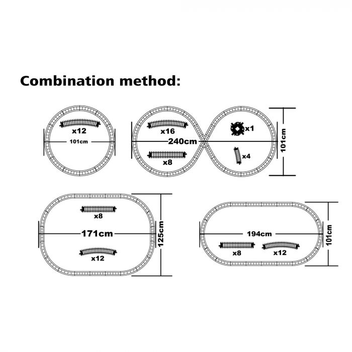 Дитяча іграшка залізна дорога (залізниця) 500 см, FENFA 1623A, маштаб 1:87, світло та звук