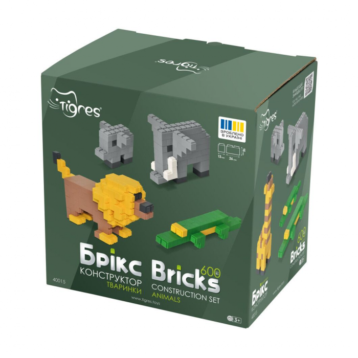 Дитяча іграшка конструктор брікс, сюжет тварини, 600 середніх деталей 40015 Тигрес