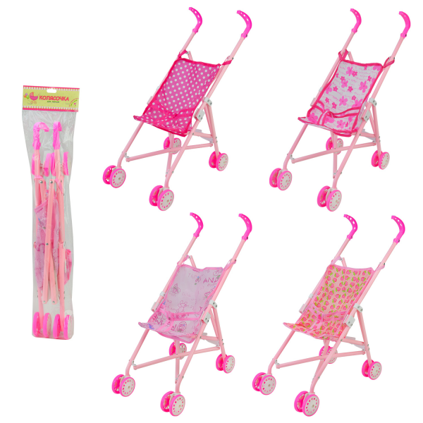 Дитяча іграшка візочок коляска для ляльки пупса (4136) тростинка, металевий корпус, поворотні колеса