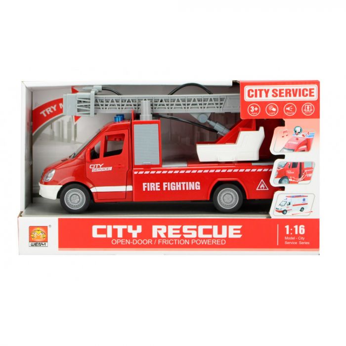 Дитяча іграшка пожежний автомобіль WY596A світлові та звукові ефекти, фрикційний механізм