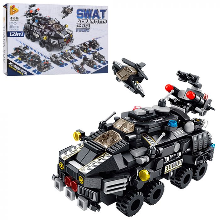 Дитяча іграшка конструктор 12в1  633010 військовий транспорт , 572 дет., кор., 38-26-6 см.