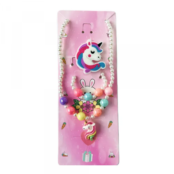 Дитяча іграшка набір аксесуарів для дівчат 3 шт (намисто, браслет, заколка) B130M (3794)