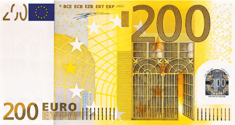 Конверт подарунковий для грошей  купюри 1002 (200 євро) Конверт подарунковий для грошей  купюри 1002 (200 євро)