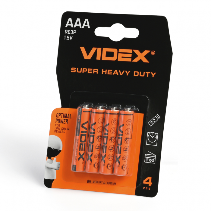 Батарейка сольова Videx R03P/AAA ціна за 1 шт