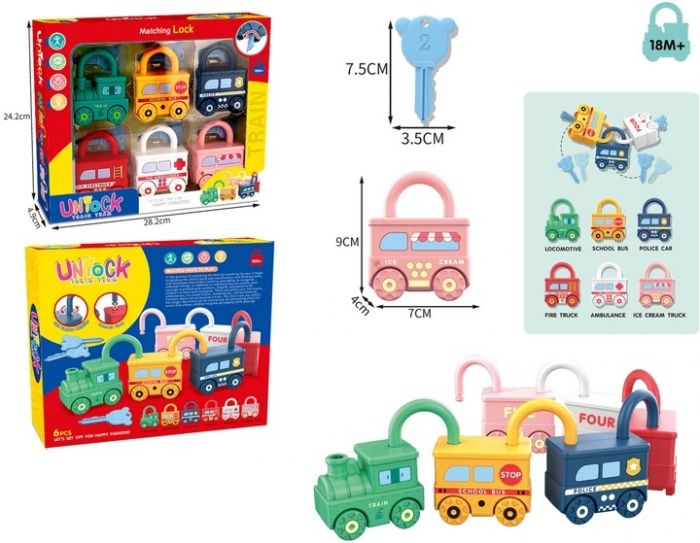 Дитяча іграшка головоломка антистрес для малюка набір машинки - замки 228-1 UNIOCK TRAIN TEAM
