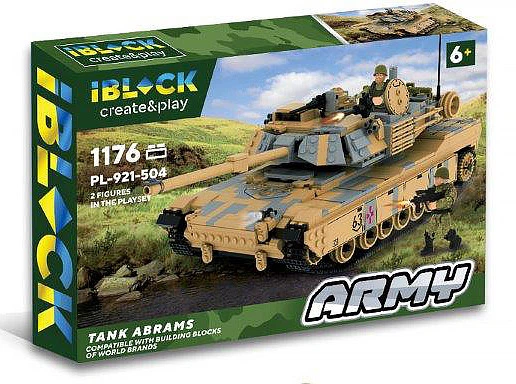 Дитяча іграшка конструктор військова техніка танк M1 Abrams, 1176 деталей, IBLOCK PL-921-504 серія а