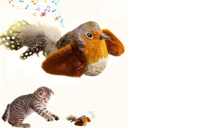 Іграшка для кота (кішки, кошеня) пташка плюшева (3994) коричнева