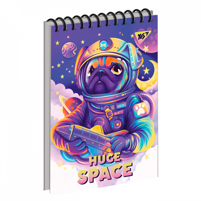 Зошит блокнот для записів YES А7/80 од.спіраль "Space animals" 151871
