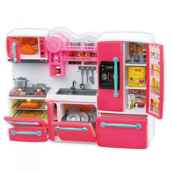 Дитяча іграшка іграшкові меблі кухня для ляльки, будиночка 66095 HYL плита, холодильник і мийка (світло, звук)