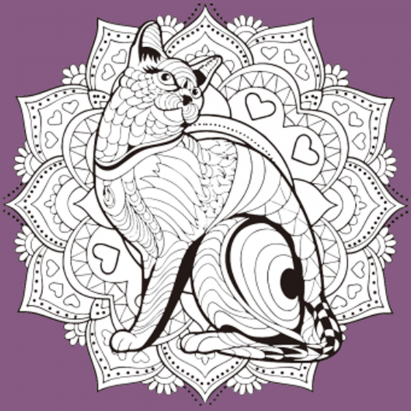 Живопис розпис картина за номерами-антистрес Strateg Мандала з котом розміром 30х30 см  (JCEE37120)