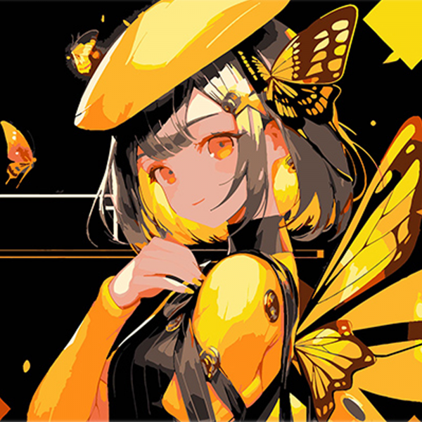 Живопис розпис картина за номерами Аніме дівчинка-метелик Strateg на чорному фоні розміром 30х30 см (SH303