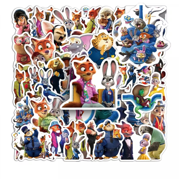 Наліпки 50 шт героїв мультфільму Зоотрополіс (Zootopia, Zootropolis) 4559