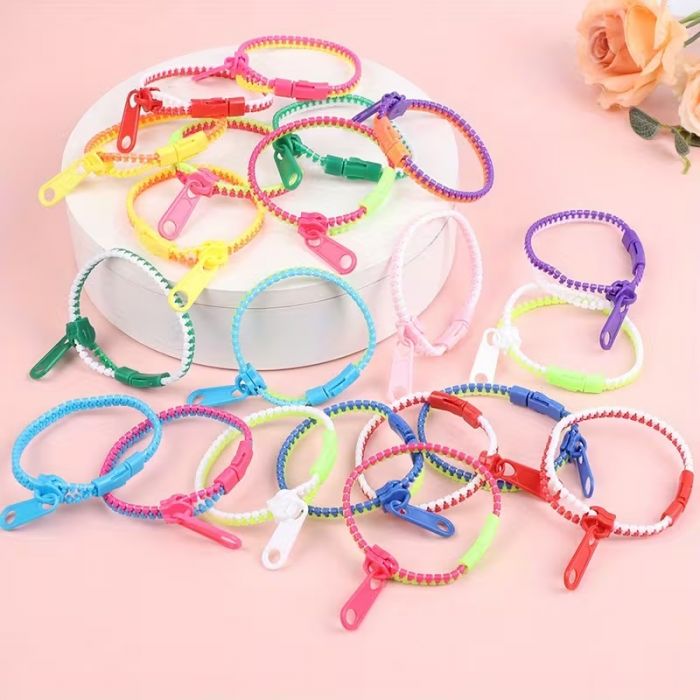 Стильна прикраса браслет зіппер однокольоровий, 5 замків, 45 см (4 варіанта кольорів) 940192, відео в описі 