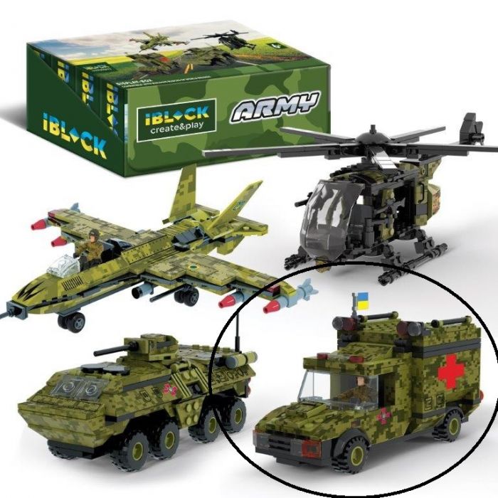 Дитяча іграшка конструктор військова медична машина IBLOCK арт. PL-921-428 (4) Армія, 226 дет.