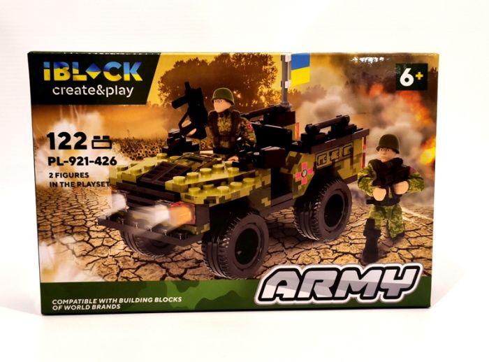 Дитяча іграшка конструктор військовий джип IBLOCK арт. PL-921-426 (1) Армія, 122 дет.
