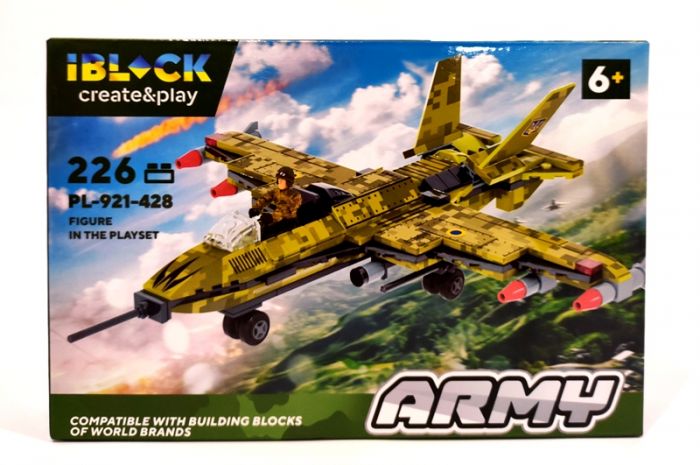 Дитяча іграшка конструктор військовий літак IBLOCK арт. PL-921-428 (1) Армія, 226 деталей, р-р уп-ки 24*4,5*16см