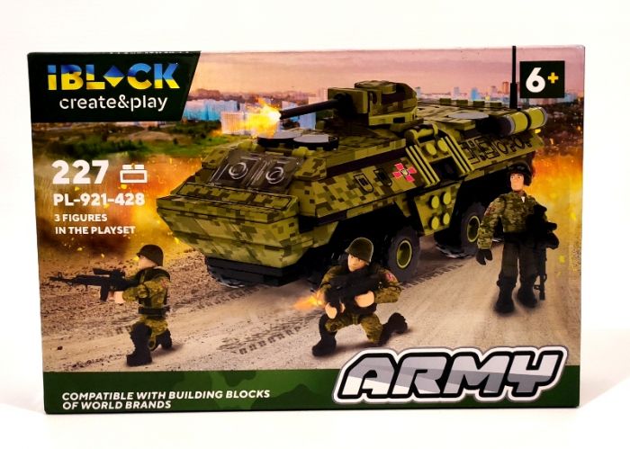 Дитяча іграшка конструктор військовий бронетранспортер IBLOCK арт.PL-921-428 (1) Армія, 227детатей